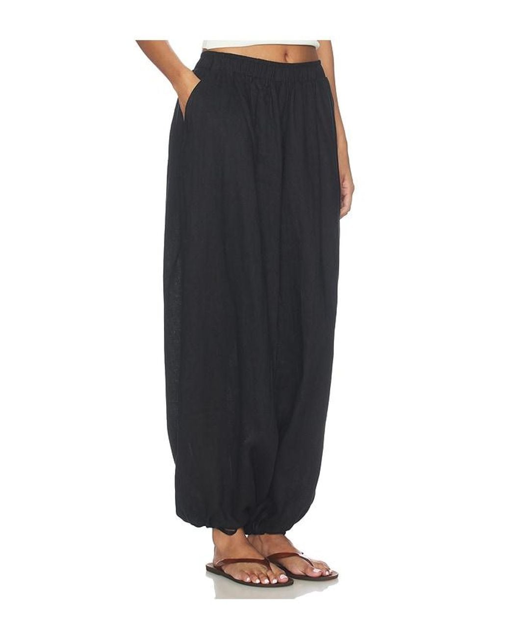 AEXAE Black Linen Balloon Pant