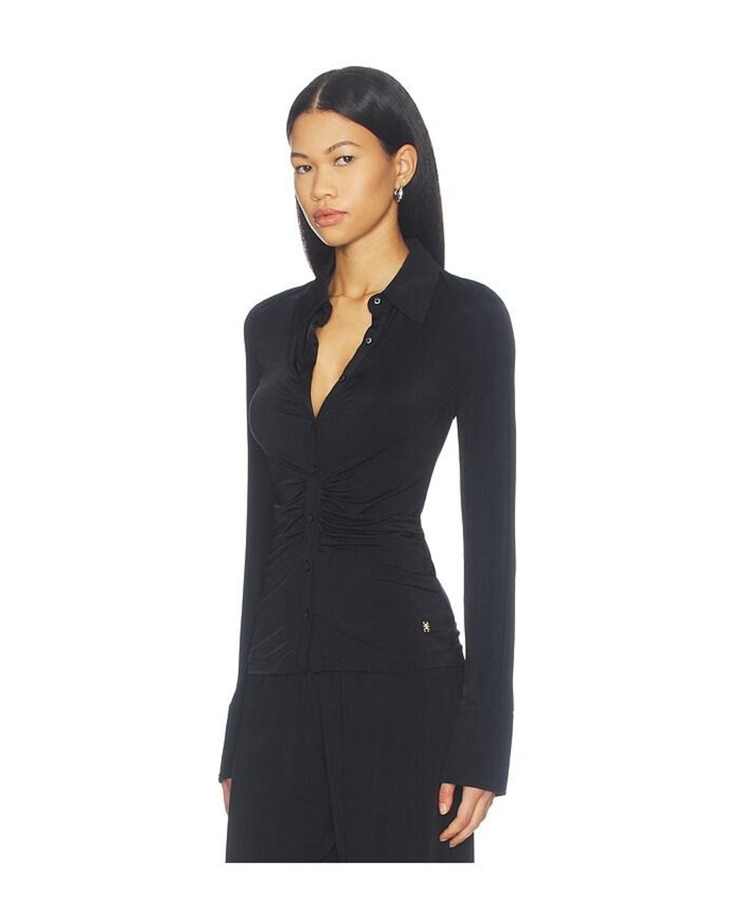 ÉTERNE Black Ruched Charlie Liquid Jersey Top