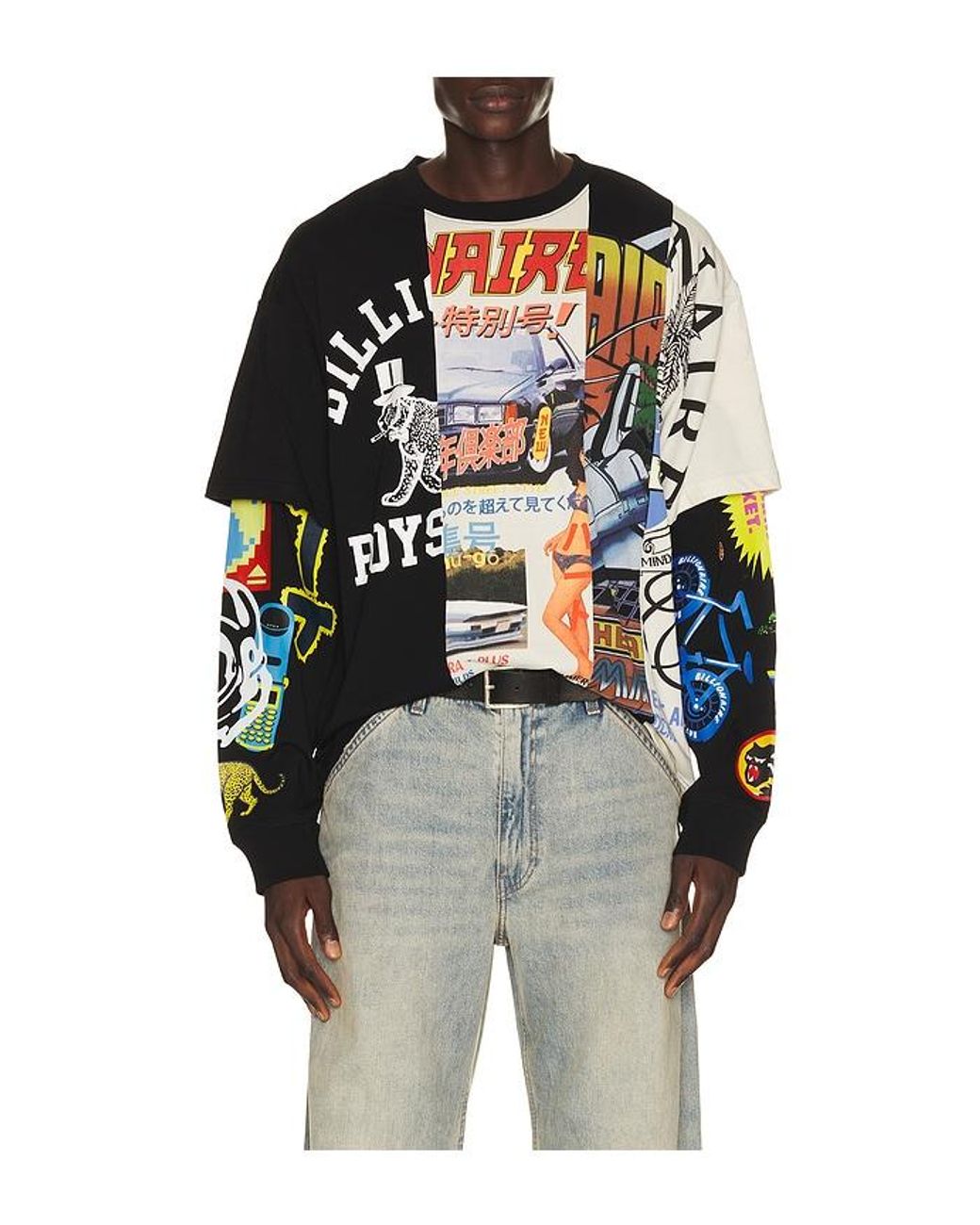 BBCICECREAM Black Original Layered Long Sleeve Tee for men