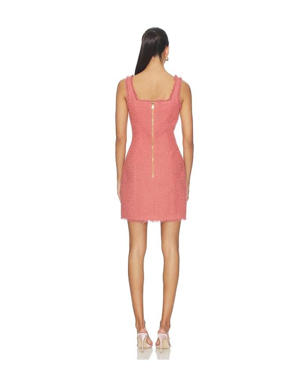 Balmain Red Two Pockets Straight Tweed Short Dress