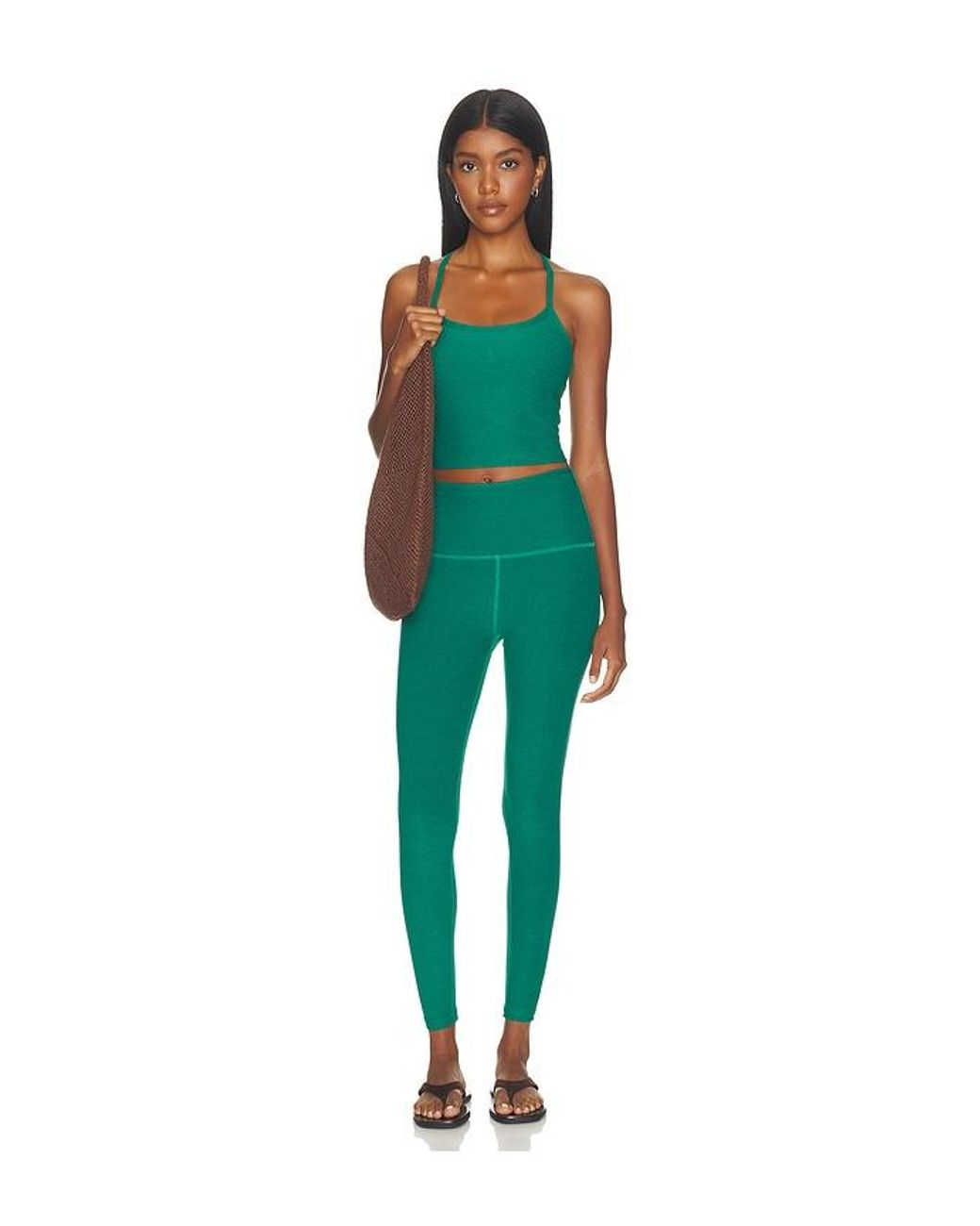 Beyond Yoga Green Spacedye Slim Racerback Cropped Tank Top