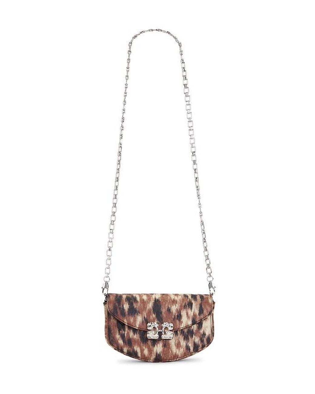 Ganni White Lulu Wallet On Chain Taffeta Bag