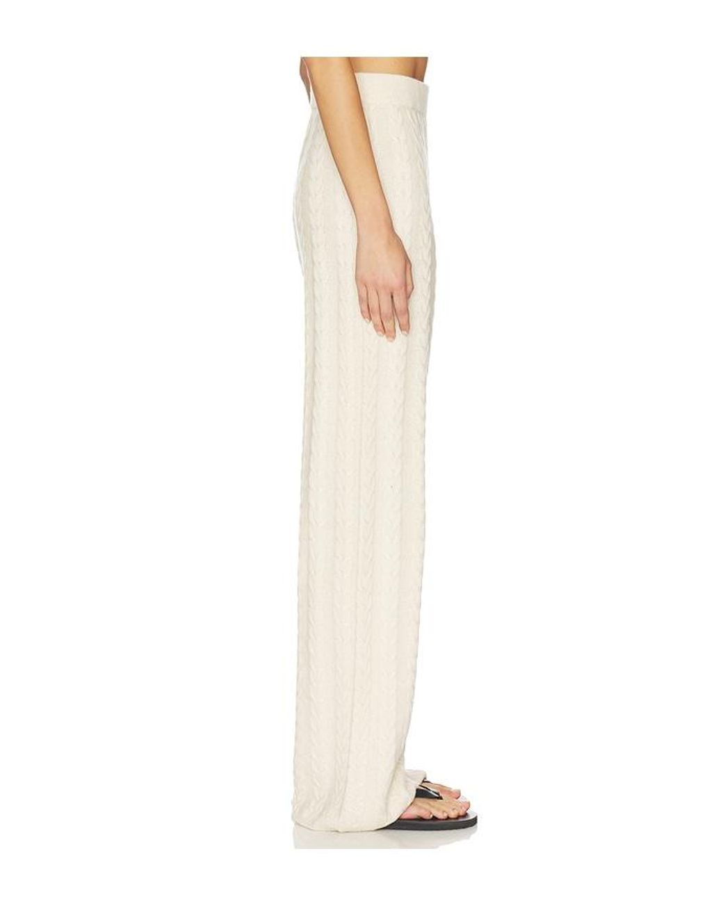AEXAE White Cashmere Cable Straight Leg Pant