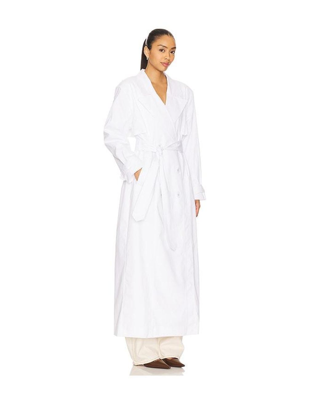 AFRM White The Soft Trench Coat