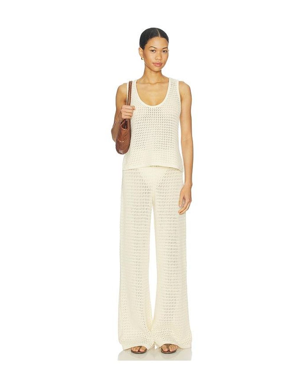 Tularosa White Rennata Open Stitch Pant