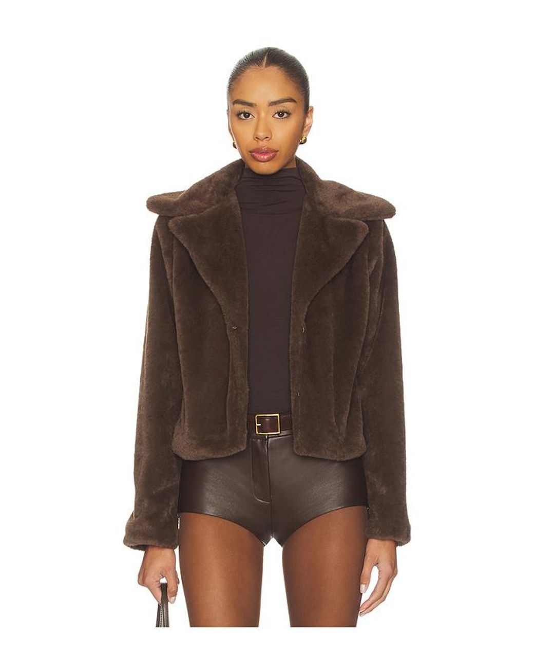 MORE TO COME Brown Payton Faux Fur Jacket