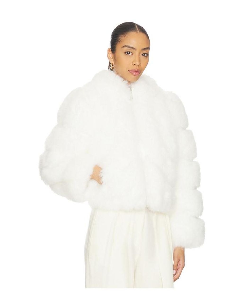 Adrienne Landau White Icon Fur Jacket