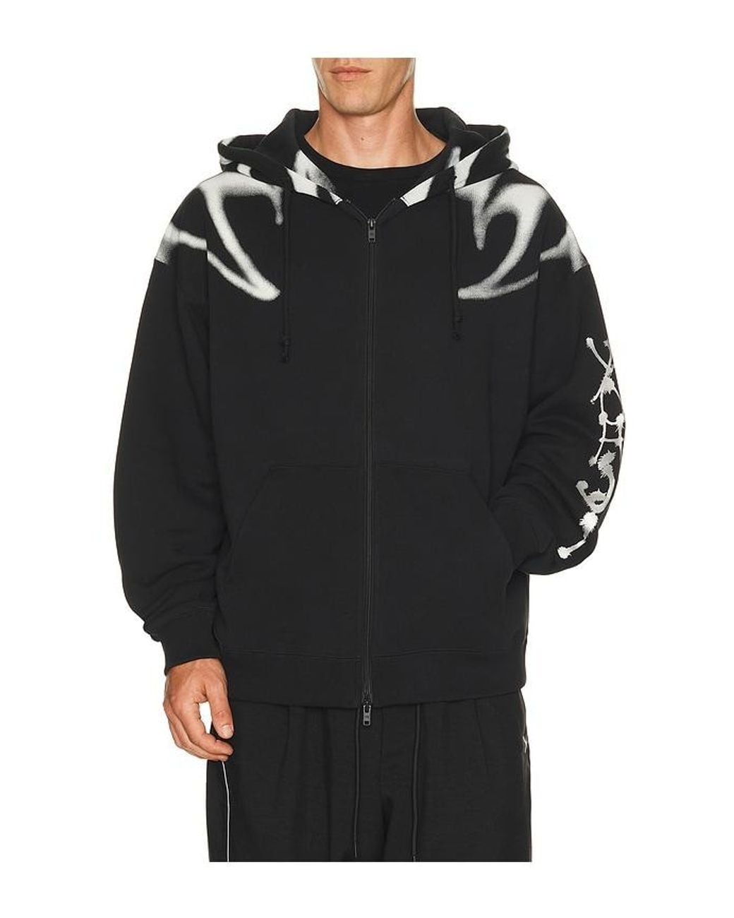 Y-3 Black Gfx Ft Zip Hoodie for men