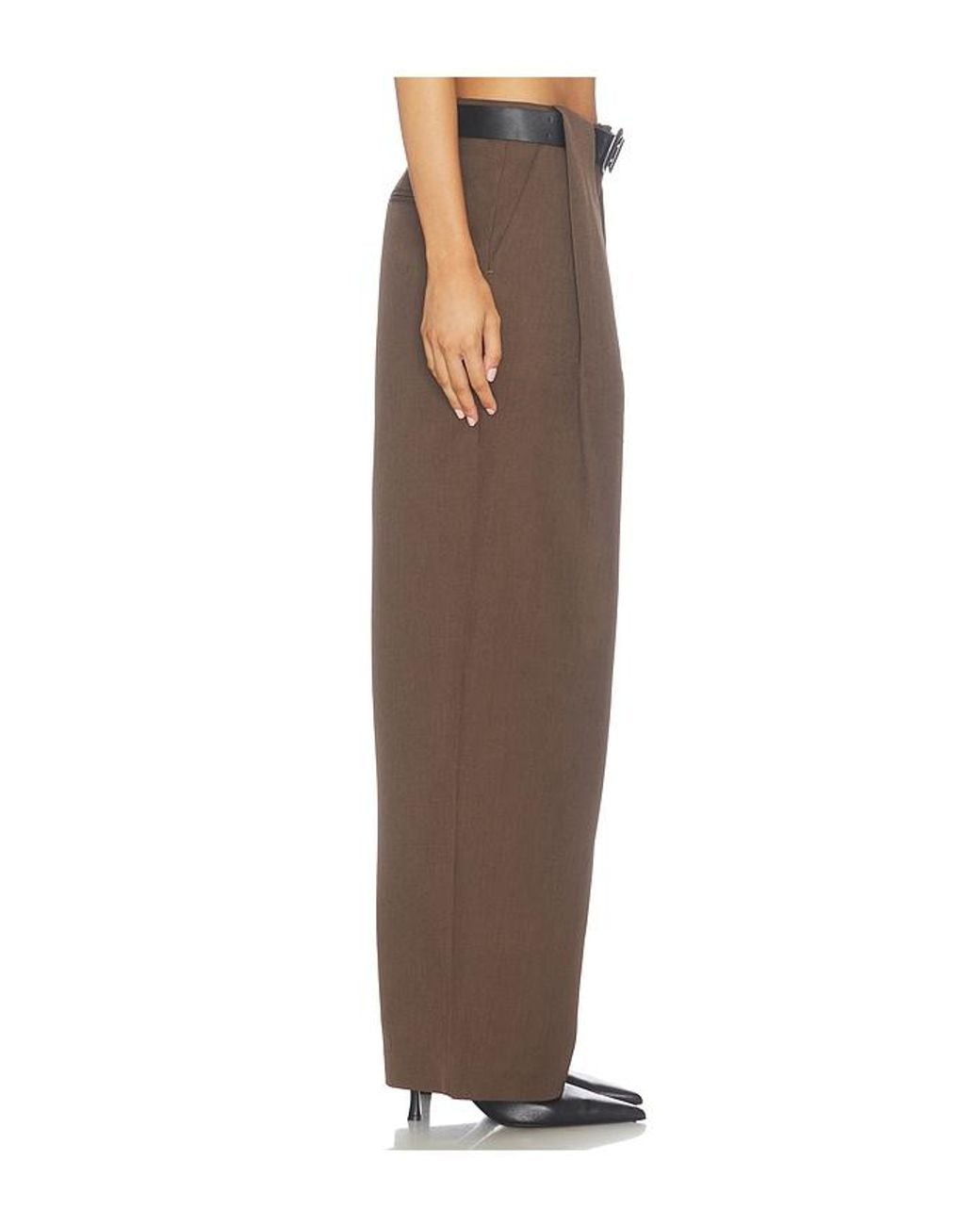 Source Unknown Brown Matteo Belted Tuck Trousers