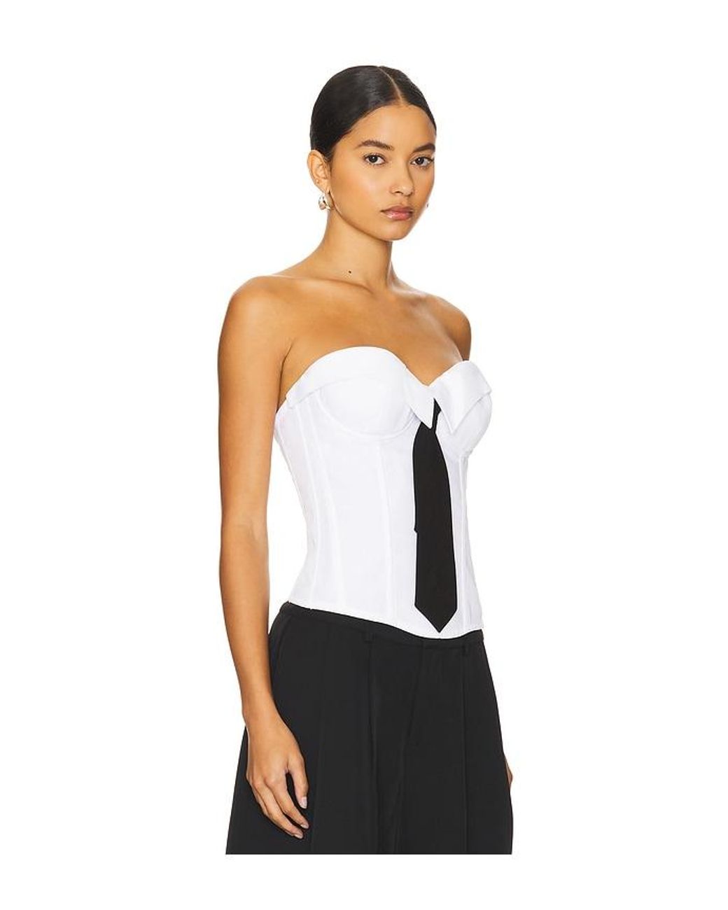 GUIZIO White Chrys Pinstripe Corset