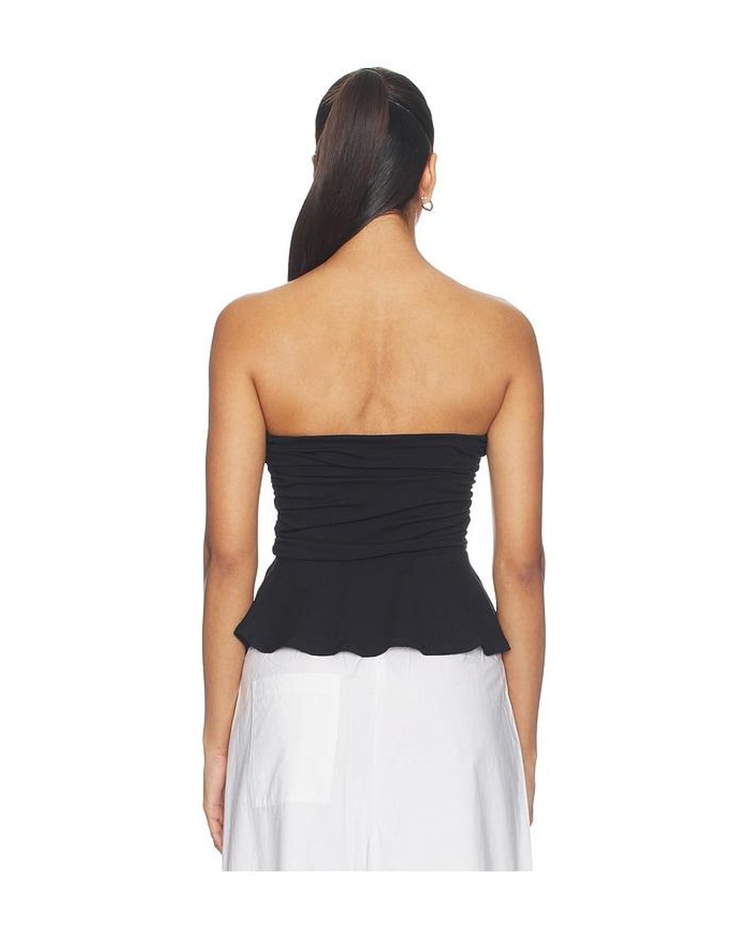Susana Monaco Black Tube Gathered Flare Top