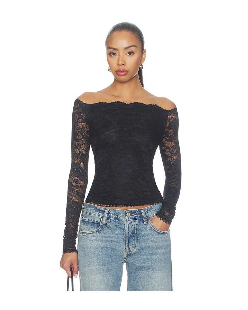 superdown Black Cameron Off Shoulder Top