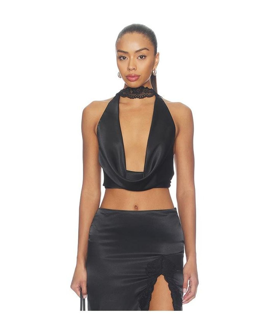 MORE TO COME Black Flyn Cowl Neck Top