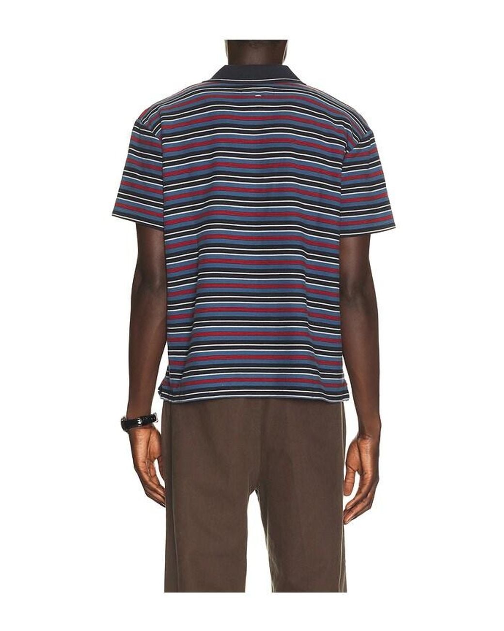 Rag & Bone Blue Stripe Pique Polo for men