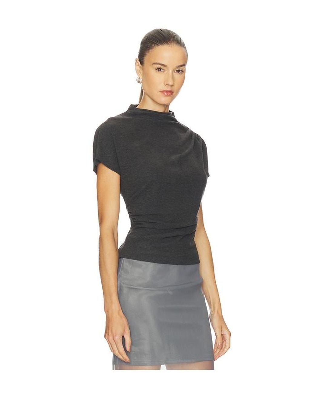 Line & Dot Black Drapiertes Top Walker