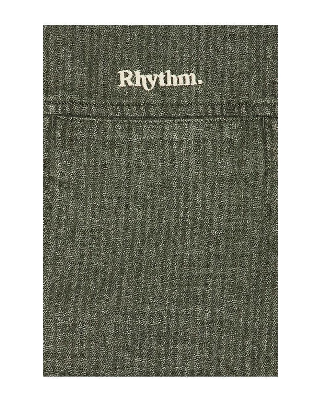 Rhythm Green Harlan Long Sleeve Shirt for men