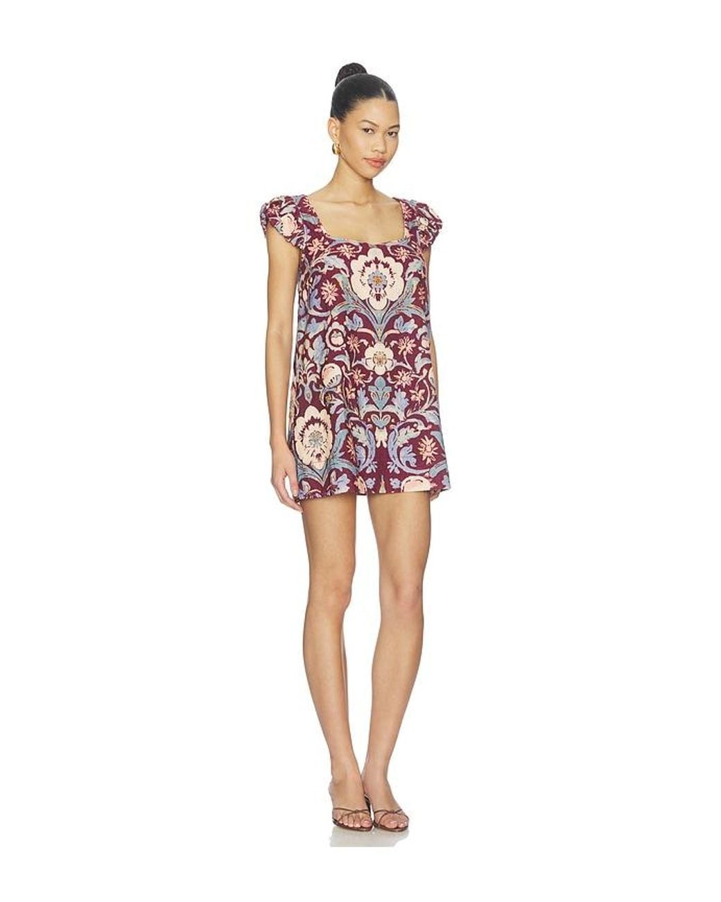 Free People Red Hopeless Romantic Printed Mini Dress