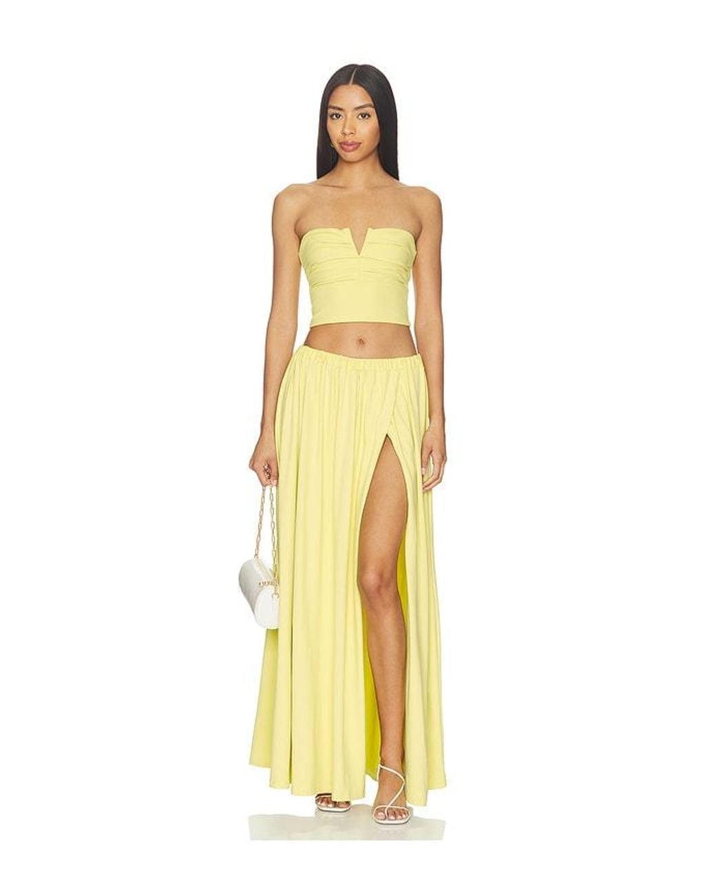 Susana Monaco Yellow High Slit Wrap Skirt