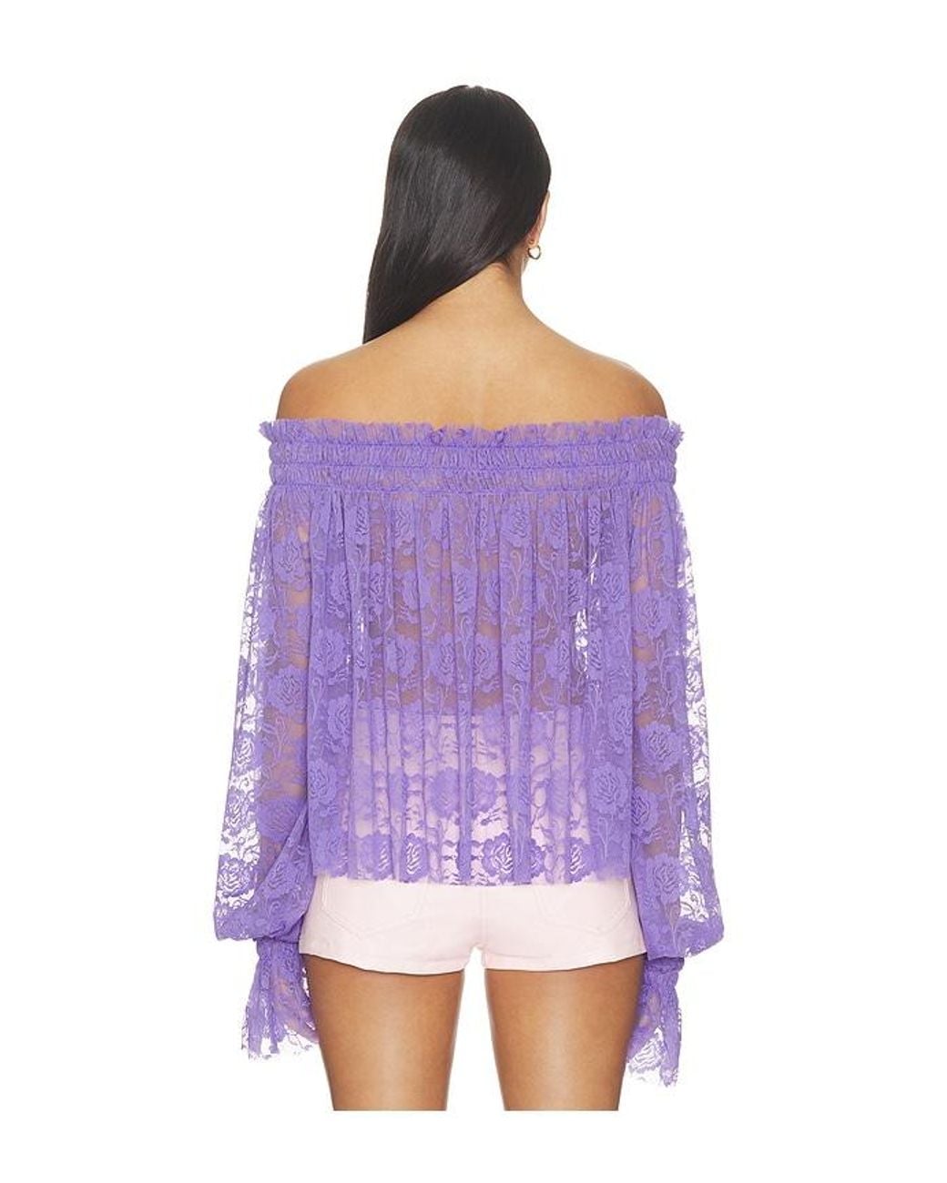 Norma Kamali Purple Long Sleeve Peasant Top