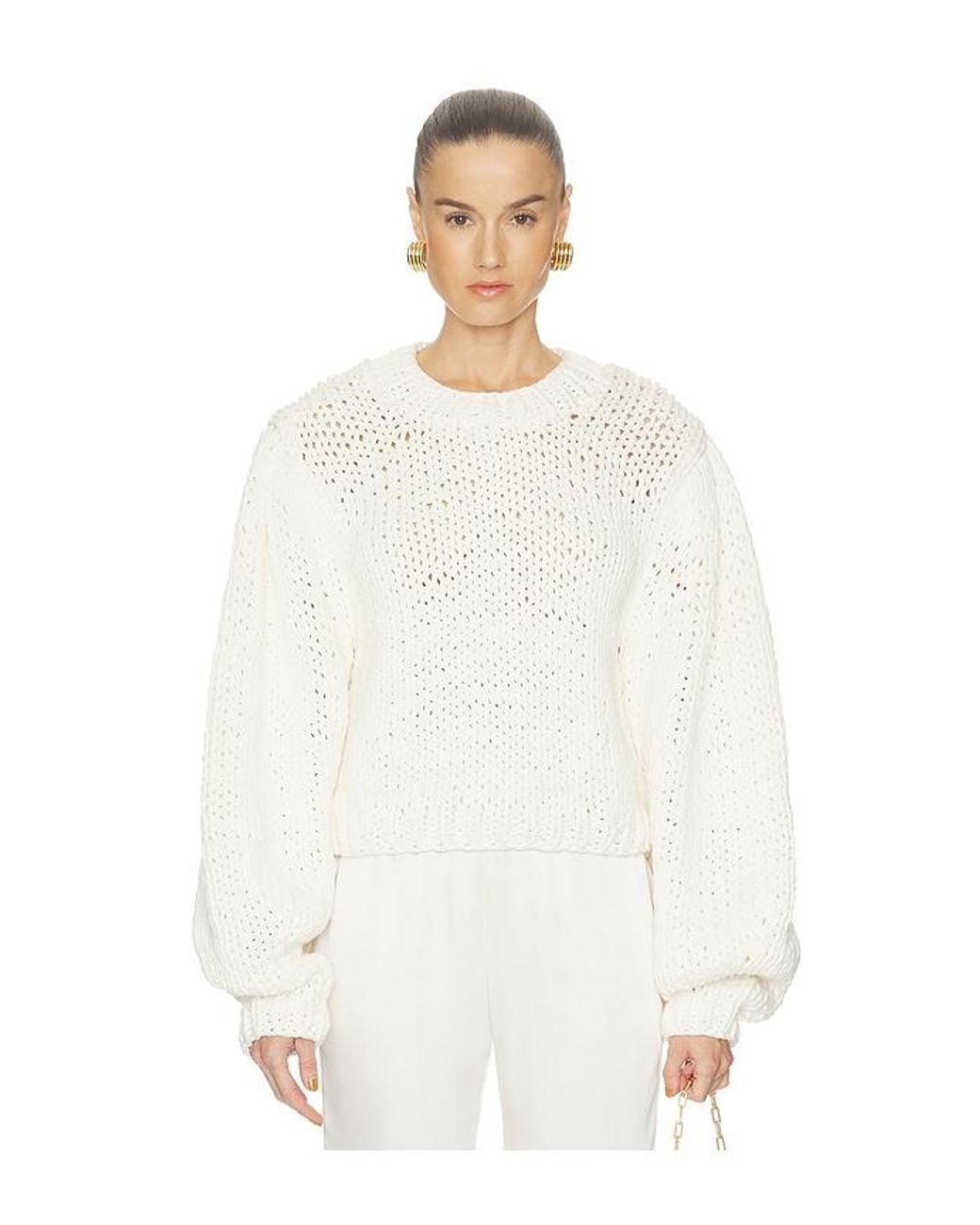 Cult Gaia White Trina Pullover Sweater