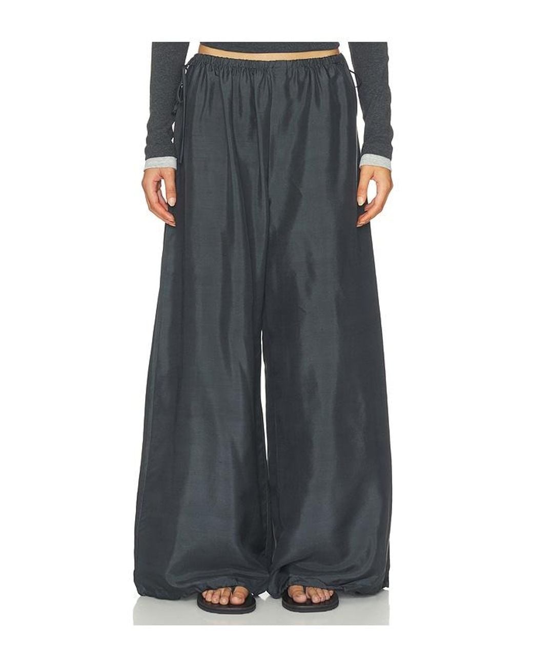 St. Agni Black Silk Adjustable Balloon Pants