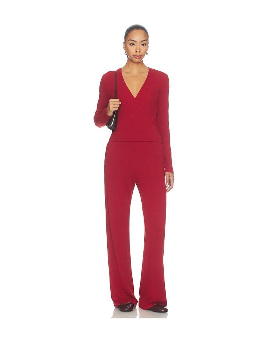 Leset Red Lauren Crop Wrap Top