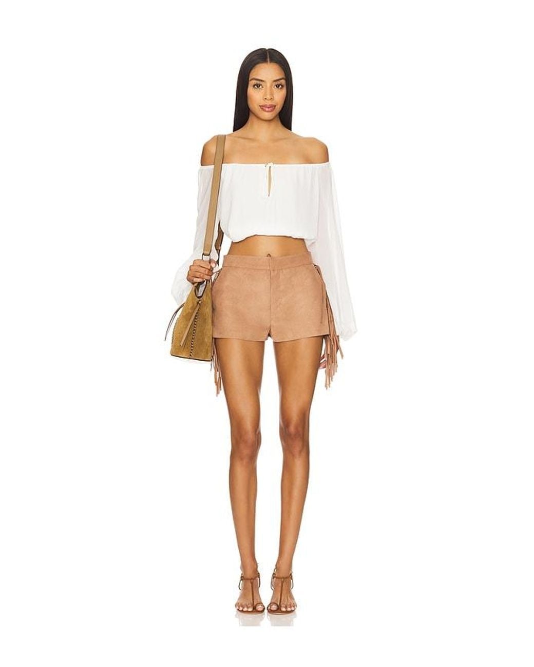 Lovers + Friends White Chase Faux Suede Short
