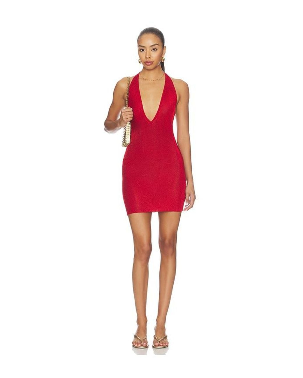 GUIZIO Red Millie Halter Mini Dress