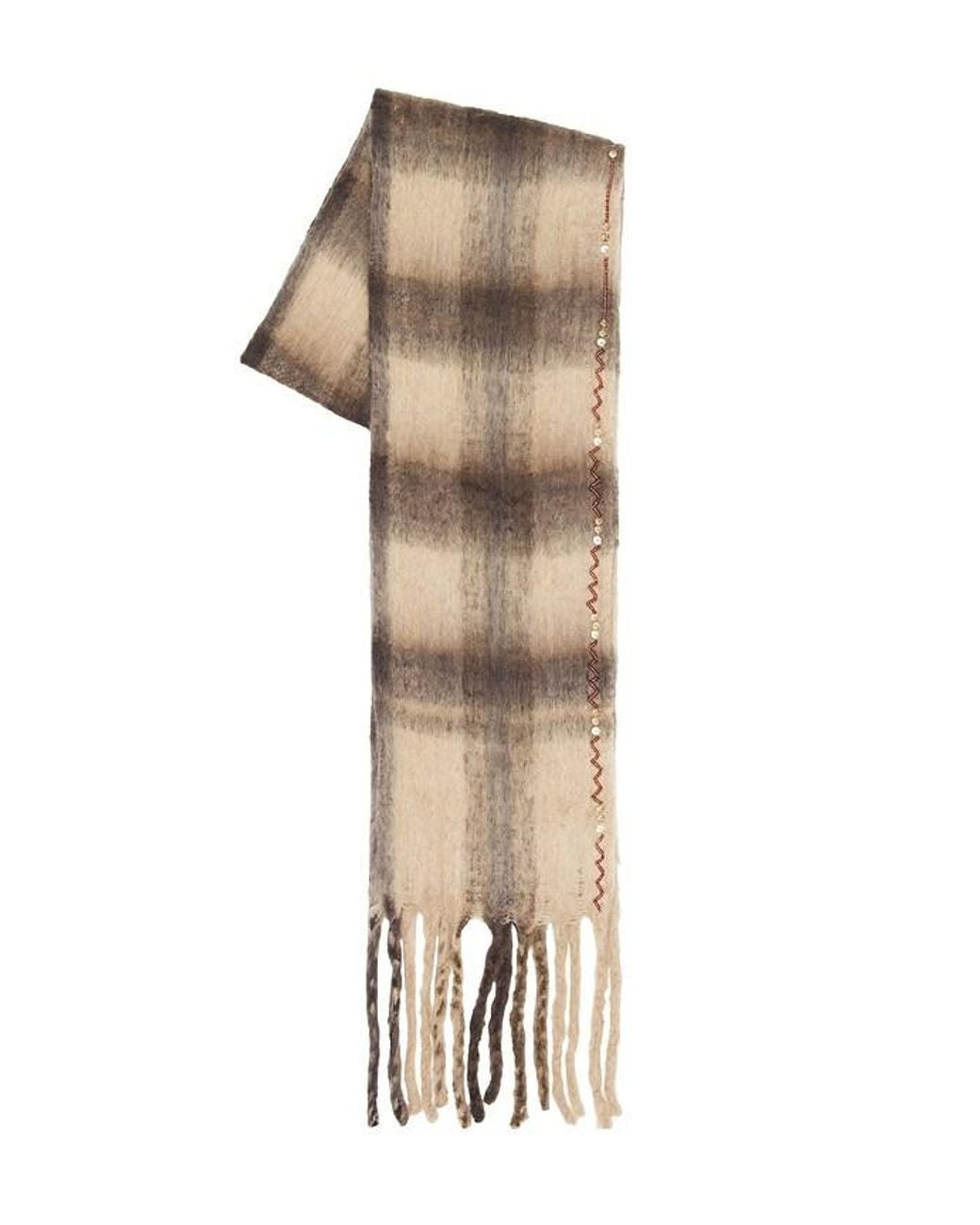 Free People Blue Highland Plaid Skinny Scarf