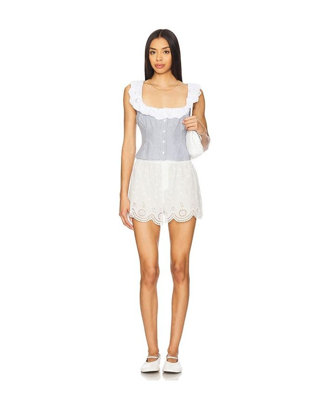 LoveShackFancy White Sorin Shorts