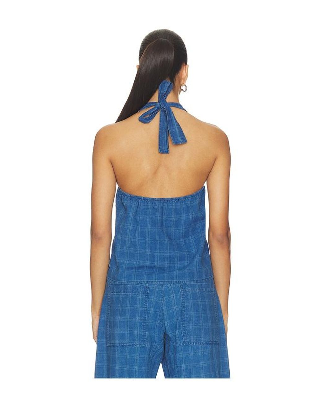 LNA Blue Cora Plaid Halter