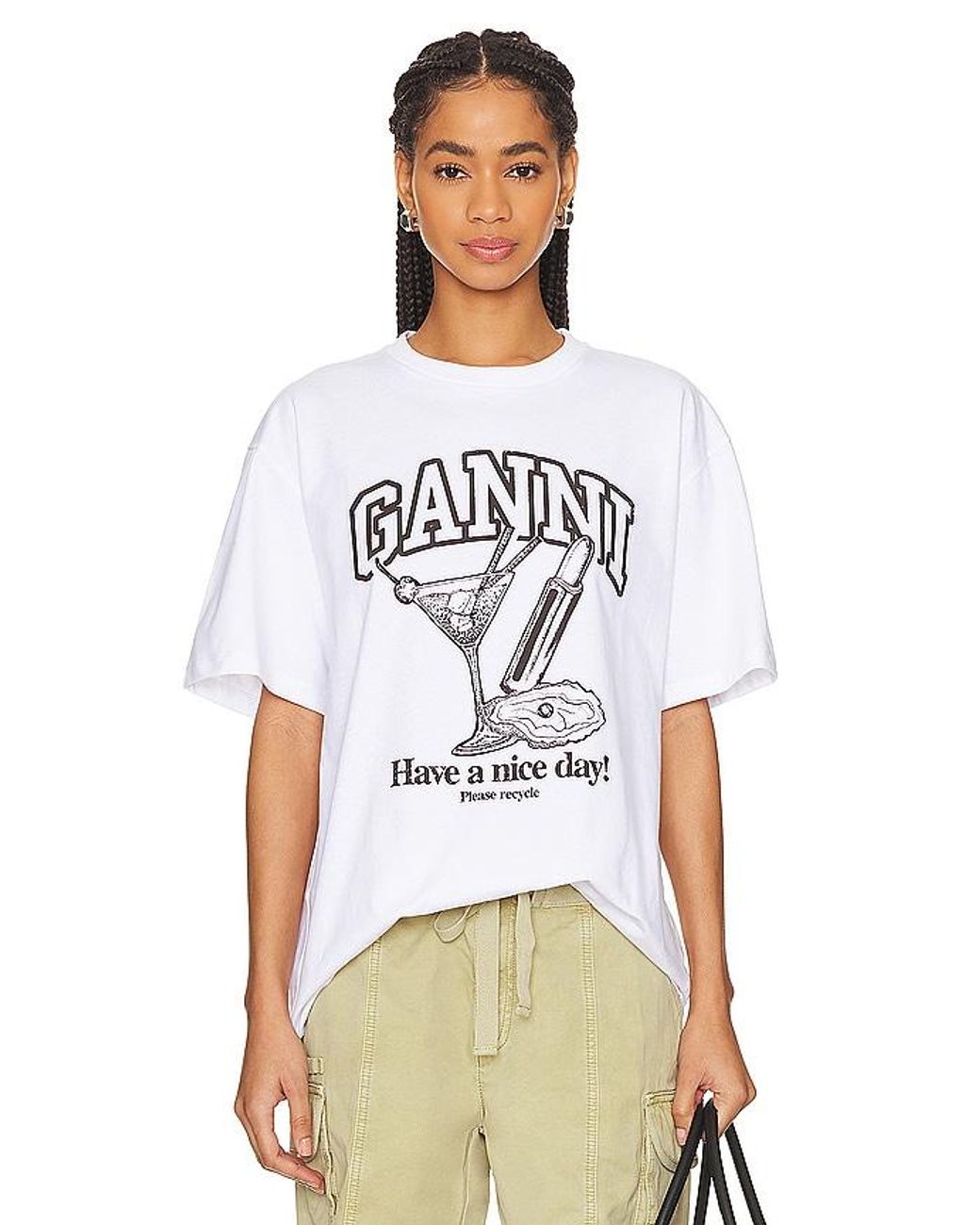 Ganni Cocktail T-shirt in White | Lyst