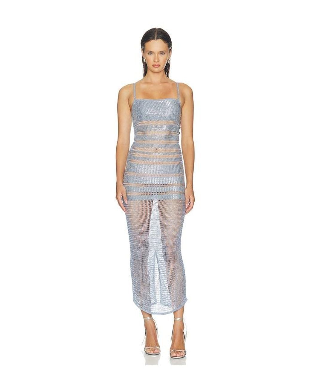 HAELO White Gradiated Embellished Dress