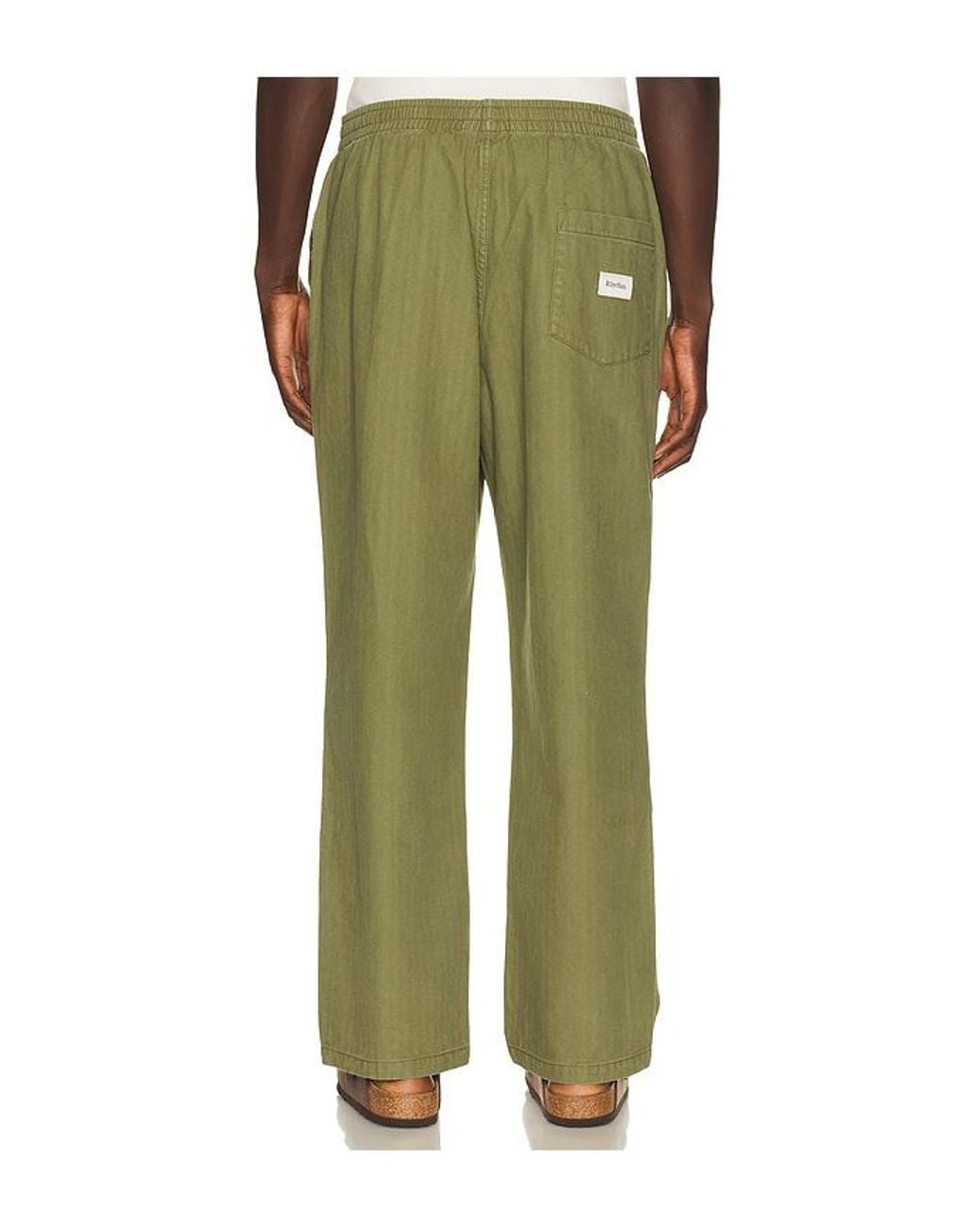 Rhythm Green Essential Herringbone Jam Pant for men