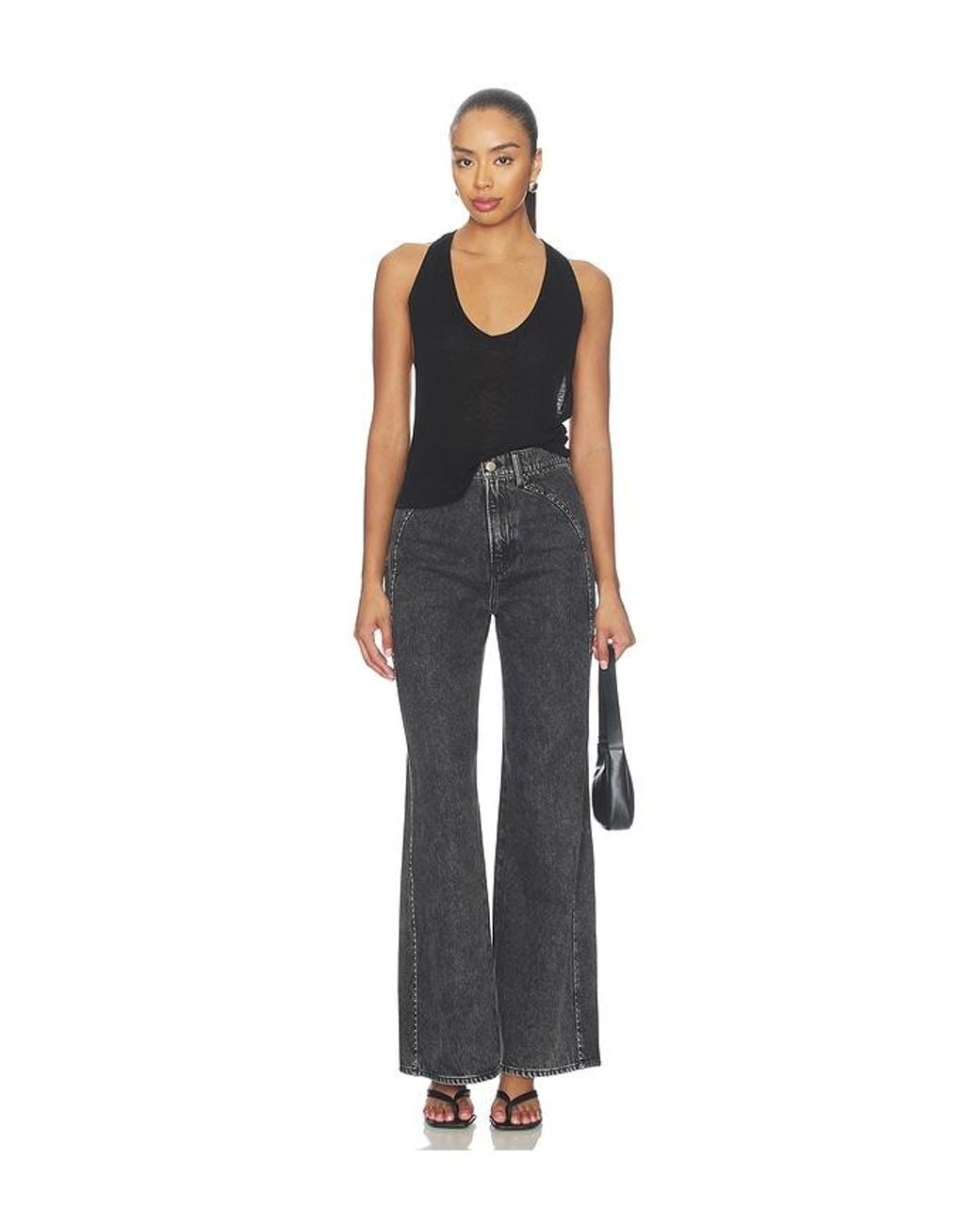 Veronica Beard Black Grant High Rise Wide Leg Jeans