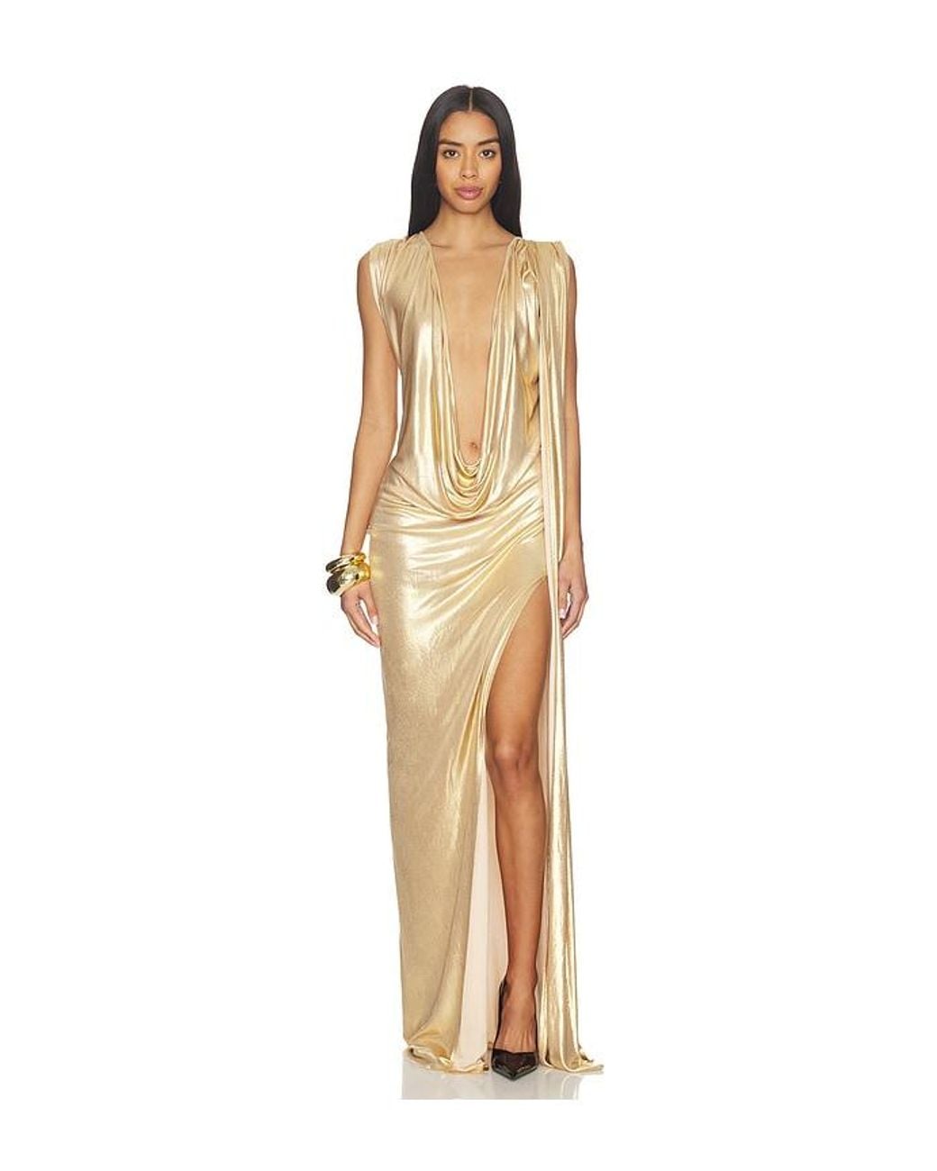 Sid Neigum Natural Floor Length Reversible Cowl Dress