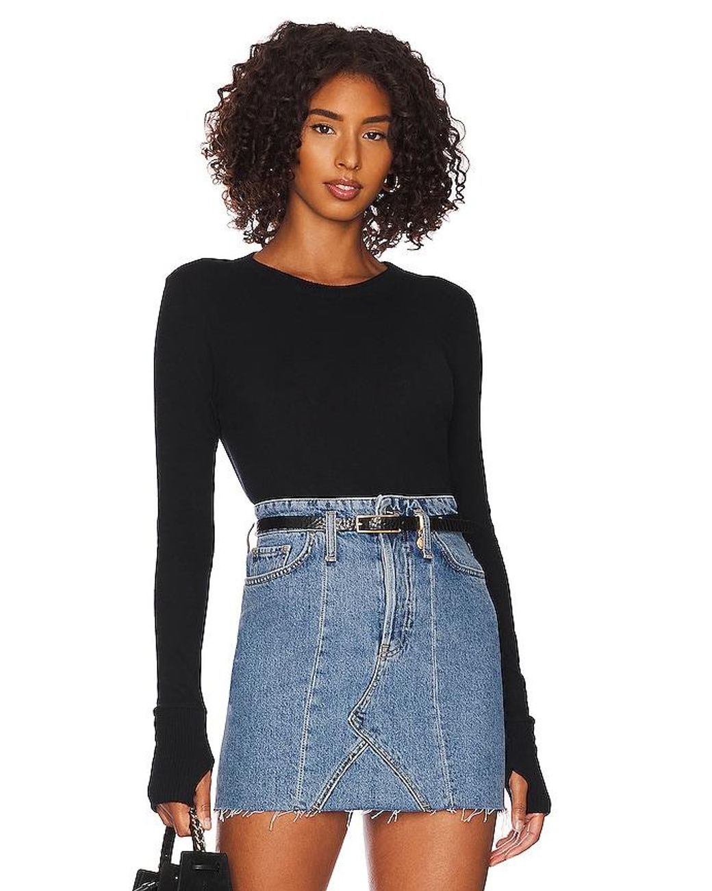 Enza Costa Black Cashmere Easy Cuffed Crew