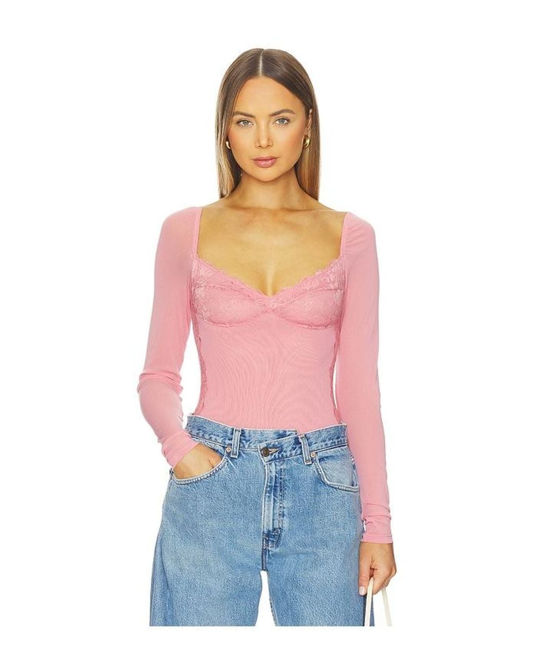 Free People Blue Suddenly Fine Bodysuit