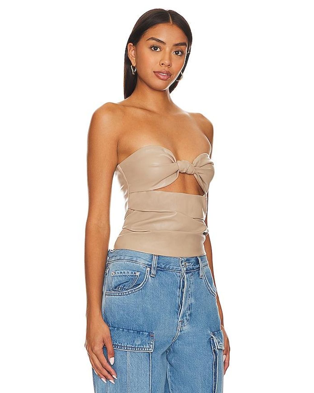Lovers + Friends Blue Daxton Faux Leather Top