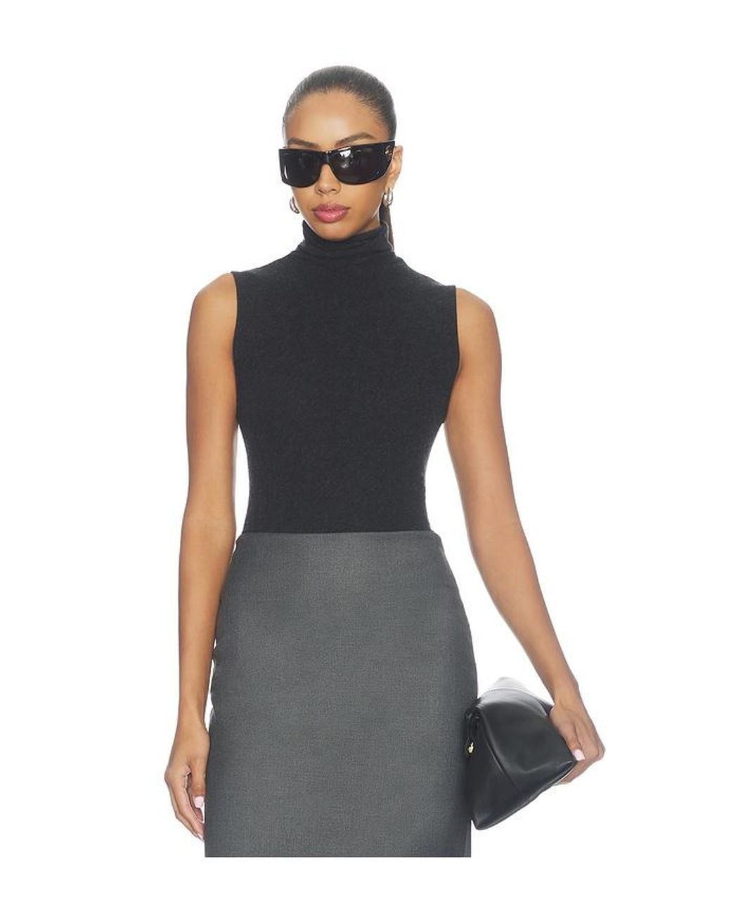 Enza Costa Black Cashmere Jersey Shell Top
