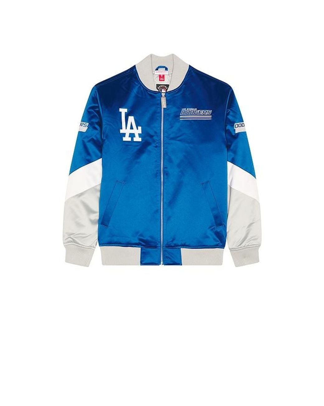 Mitchell & Ness Blue Mlb Los Angeles Dodgers Triple Check Heavyweight Satin Jacket for men