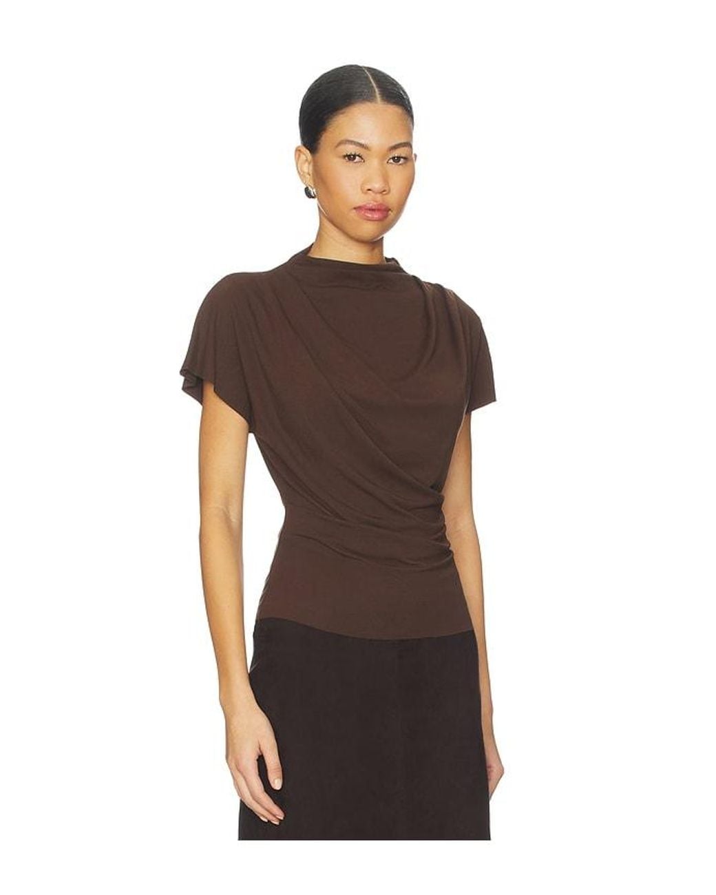 Line & Dot Brown Lior Draped Top