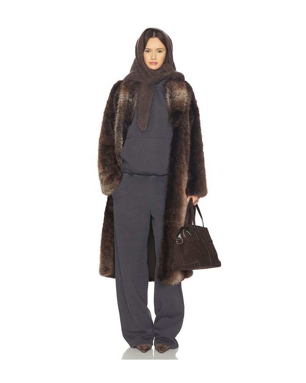 Line & Dot Black Cairo Faux Fur Coat