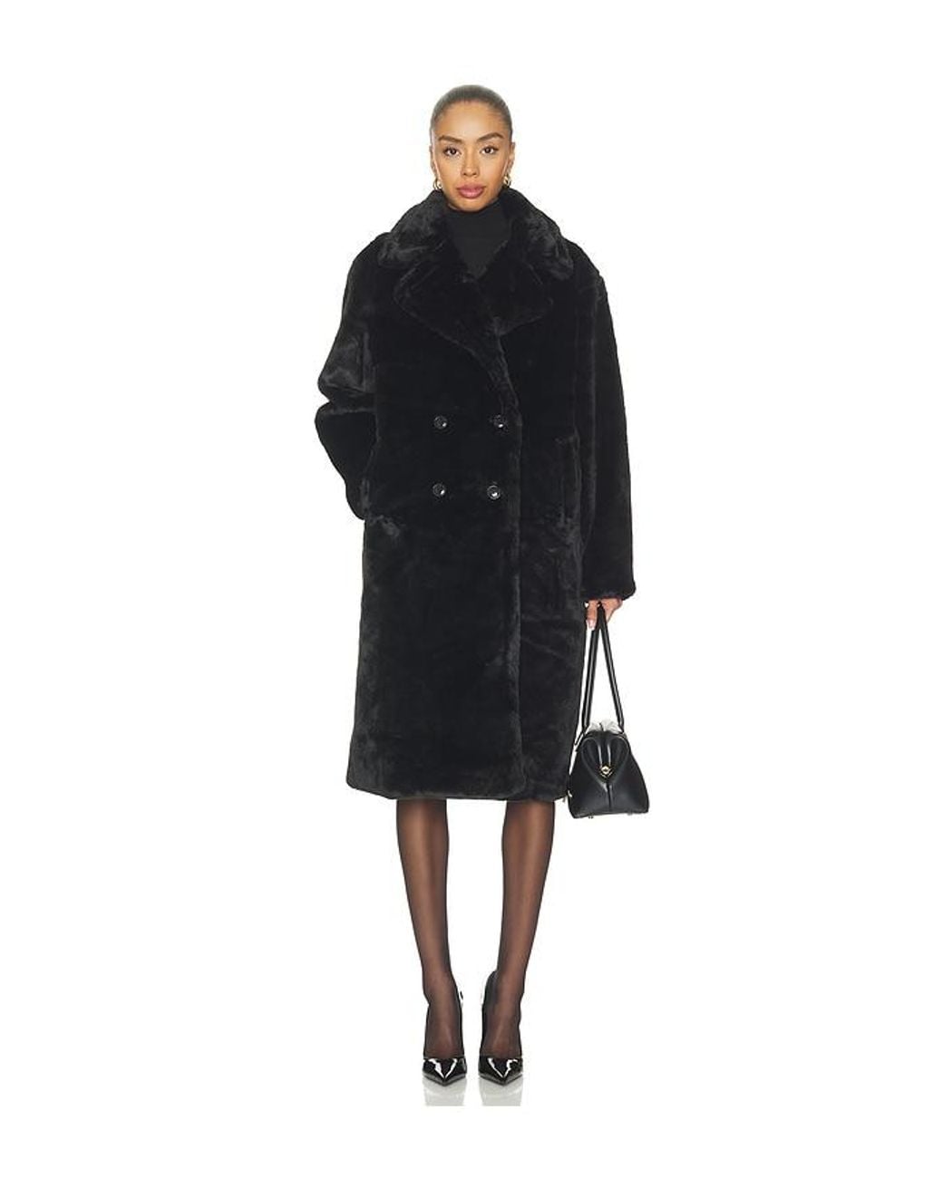 MORE TO COME Black Calliope Faux Fur Coat
