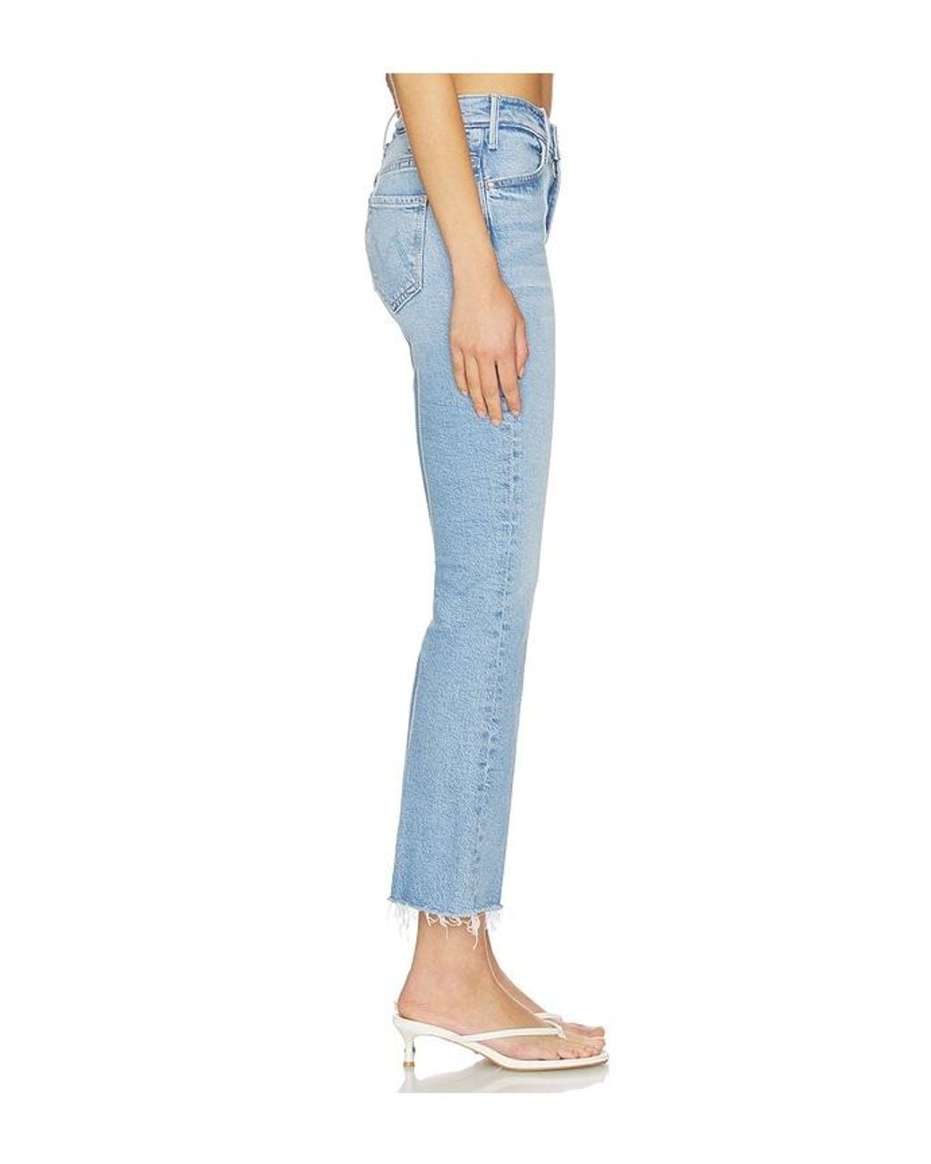 Mother Blue Lil Petite Hustler Ankle Fray Jeans