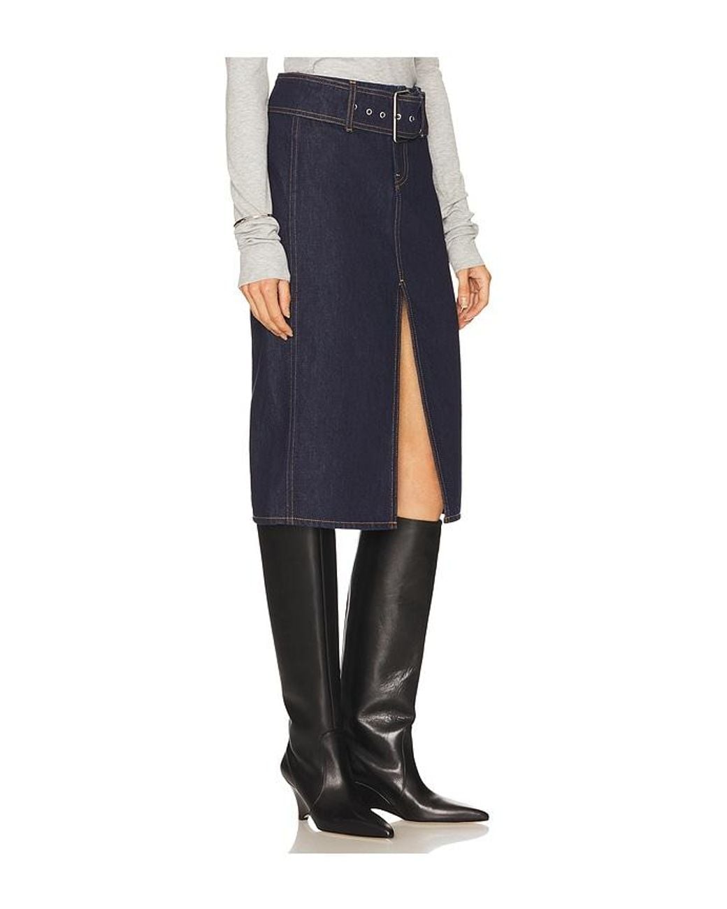GRLFRND Blue Norma Midi Skirt
