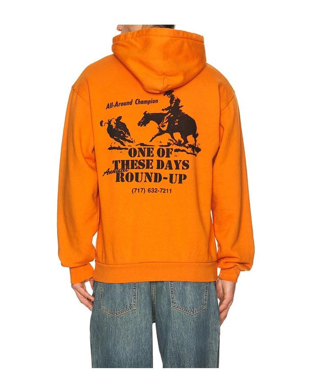 One Of These Days Orange Round Up Pullover Hoodie for men