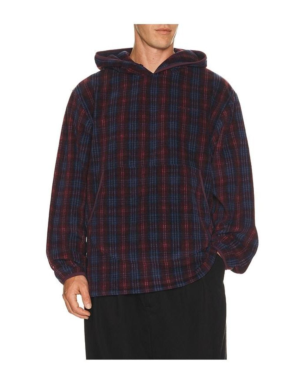 KAPPY DESIGN Blue Fleece Check Button Hoodie for men