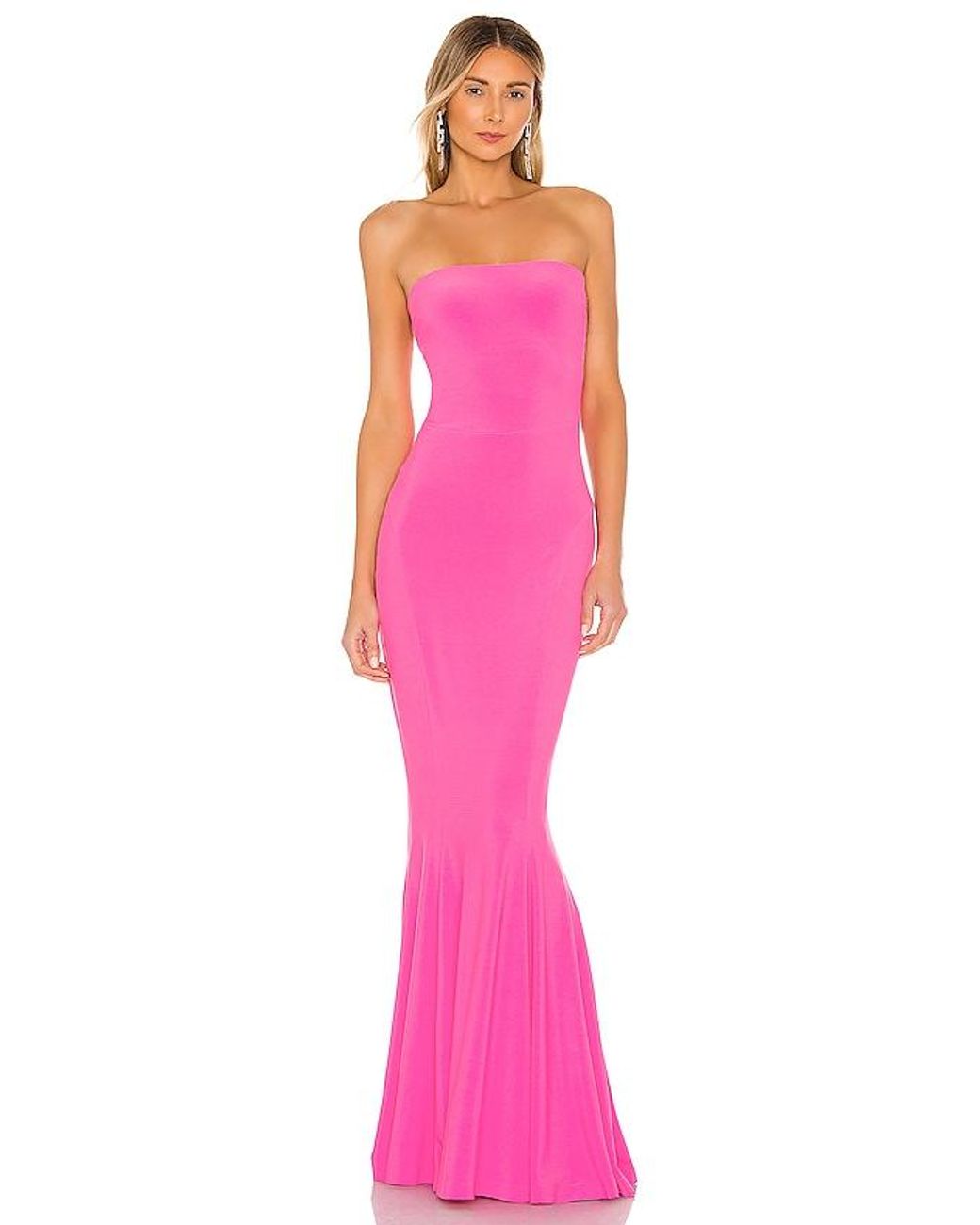 Norma Kamali Pink X Revolve Strapless Fishtail Gown