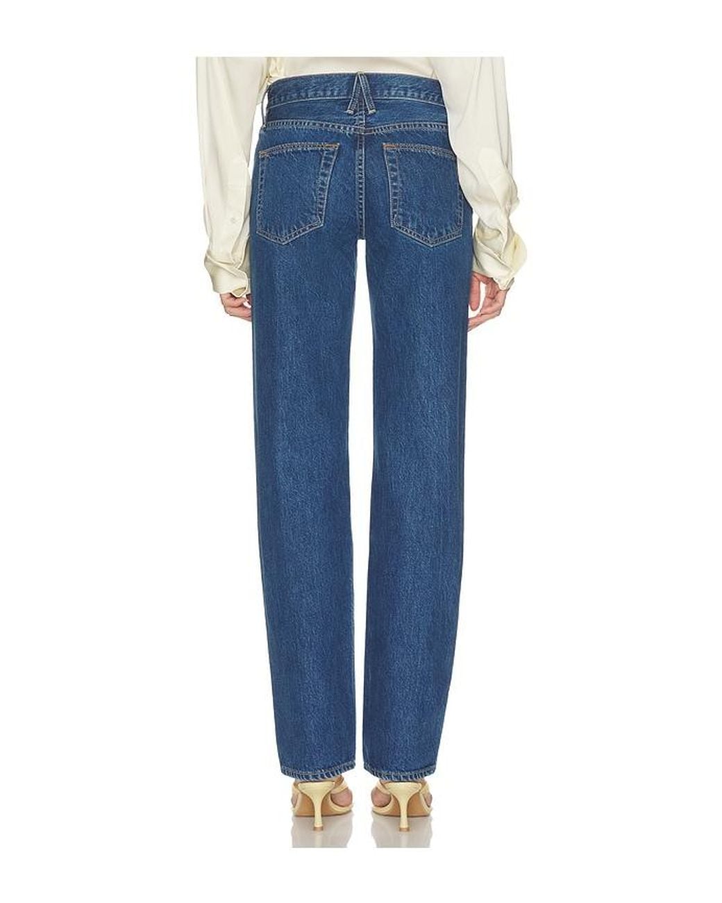 SLVRLAKE Denim Blue Chloe Low Rise Straight Leg Jean